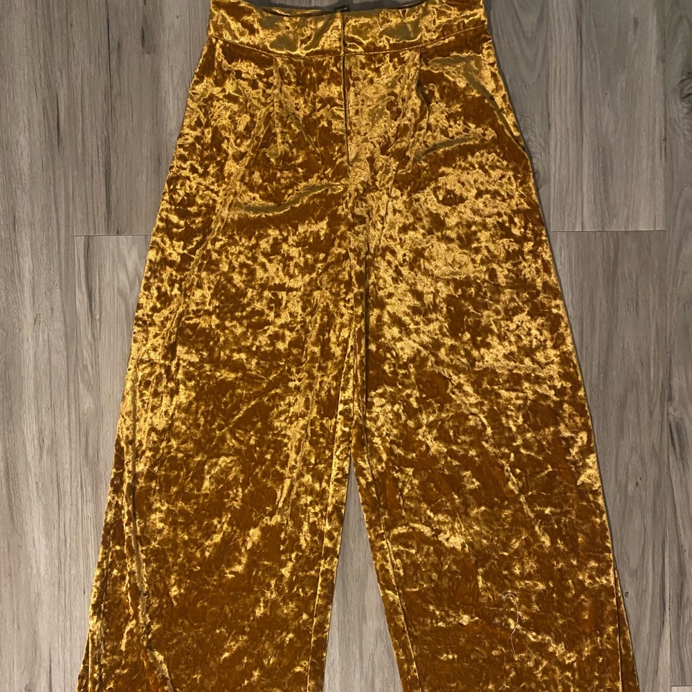 crushed velvet high rise gold pants size medium